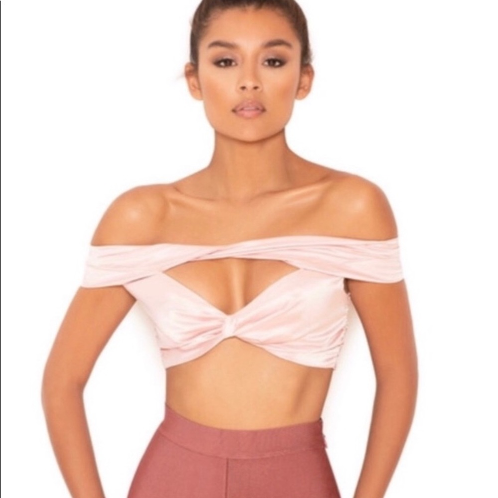 Pink silk crop top from House Of CB